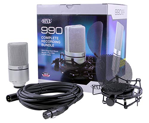 MXL 990 Complete Bundle Industry's Most Ground Breaking Large-Diaphragm Condenser Microphone | Premium Sound Quality, Transparent Reproduction, Mic Cable, Pop Filter & Polishing Cloth Included