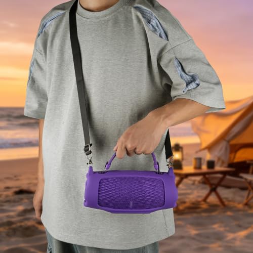 Geekria Silicone Case Compatible with JBL Charge 6, Lightweight Shockproof Speaker Cover with Shoulder Strap, Anti-Slip Protective Sleeve for Travel, Beach, Camping & Everyday Use (Purple) - color: Purple