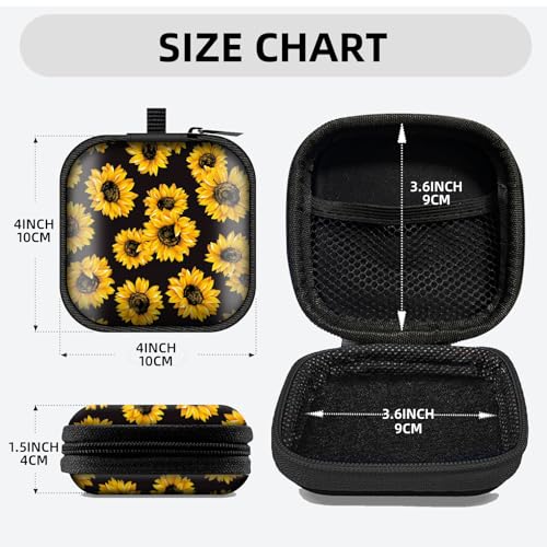Square Data Cable Earbud Charger Coin Storage Bag Shockproof and Drop-Proof EVA Material Compatible with AirPod(Chrysanthemum) - color: chrysanthemum