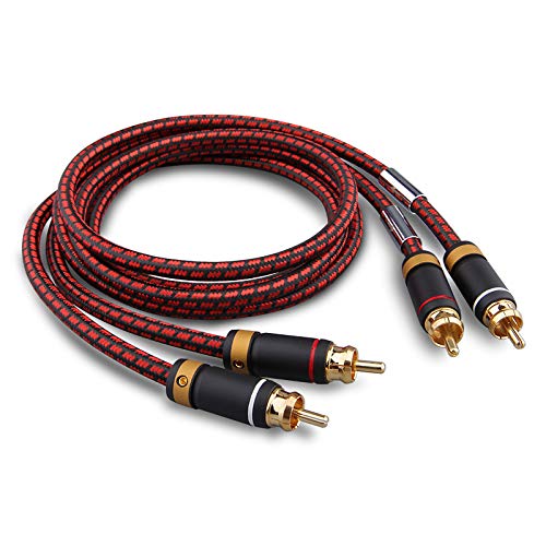 Auidophile 2RCA Male to 2RCA Male Stereo Audio Cable,Gold Plated | 4N Oxgen-Free Copper Core (2.5 Feet (0.75M)) - size: 2.5 Feet