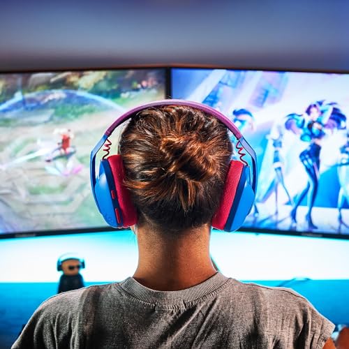 Logitech G435 Lightspeed and Bluetooth Wireless Gaming Headset - Lightweight Over-Ear Headphones, Built-in mics, 18h Battery, Compatible with Dolby Atmos, PC, Mobile - Blue