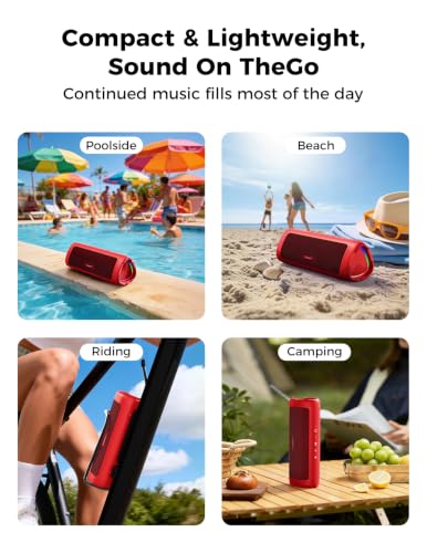 Bluetooth Speaker, 20W HD Sound, Portable Wireless, IPX5 Waterproof, Up to 24H Playtime, TWS Pairing, for Home/Party/Outdoor/Camping/Beach Essentials, Electronic Gadgets, Birthday Gift (Red) - color: Red