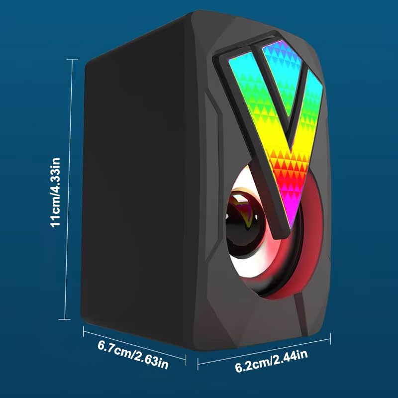 2 Piece Set Computer Subwoofer, Computer Speakers for Desktop Pc, USB-Powered with Volume Control for Desktop or Laptop PC, Compact Size, Headphone Jack, Portable, Plug-N-Play