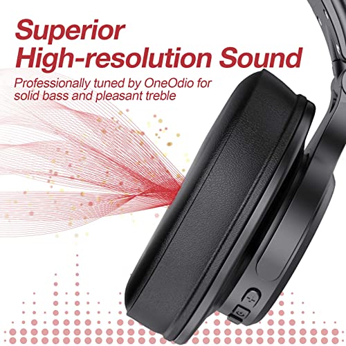 OneOdio A70 Bluetooth Over-Ear Headphones, Hi-Res Wired DJ Studio - Red | Wireless over-ear headphones with 72H playtime, 3.5mm/6.35mm wired jacks for studio monitoring, mixing, guitar, amp and PC - color: Red