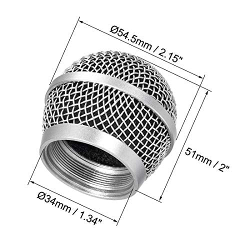 uxcell Microphone Ball Head Mesh Grill Metal Windscreen with Black Inside | for PG48 PG58 PGX2 BLX288 PG288 PGX24, Foam Filter