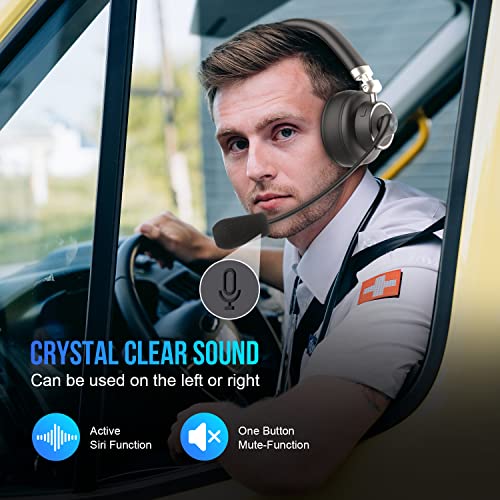 BT4500 Trucker Bluetooth Headset, Noise Cancelling Microphone | Bluetooth 5.0 Wireless Headset, Adjustable Headband Multi Device Pairing, 30 Hour Talk Time for Drivers, Work - color: BT4500