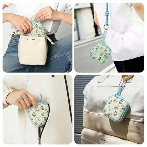 1 Pack Cute Earbud Case with Carabiner, Mini Hard Shell Carrying Pouch for Wired & Wireless Earphones, Small EVA Travel Organizer Box for Charging Cables, USB Flash Drives & Coins, Avocado - color: A1-Avocado