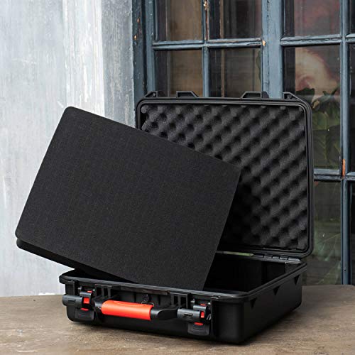 Small Medium Hard Case with Wheels and Pick'n'UP Foam | Protective Carrying case Gun, in-Ear, Wireless System or Camera Set - style: № 80-01 Int: 17.13 X 13.19 X 6.26 In.