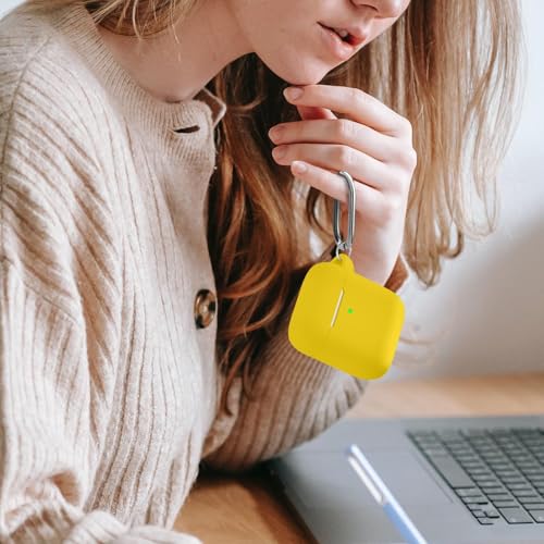 for AirPods Case Cover, Come with Clean Pen,Soft Silicone Protective Cover for Women Men Compatible with Apple AirPods 2nd 1st Generation Charging Case, Front LED Visible,Yellow - color: C2-Yellow+pen