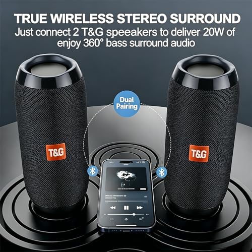 T&G TG Portable Bluetooth Speaker, IPX4 Waterproof Wireless Speaker,Black - color: Black