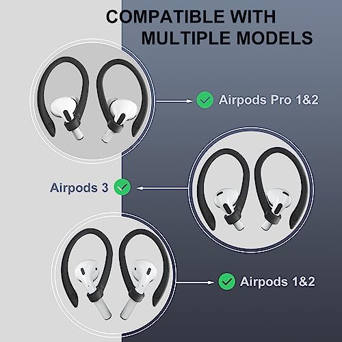 2 Pairs AirPods Ear Hooks for AirPods Pro 2 1 AirPod 4-1, Black | Upgraded Anti Slip Sports Clip Hooks, Full Button Access, Friendly to Glasses Wearers, Comfortable, Easy Install & Take off - color: Black