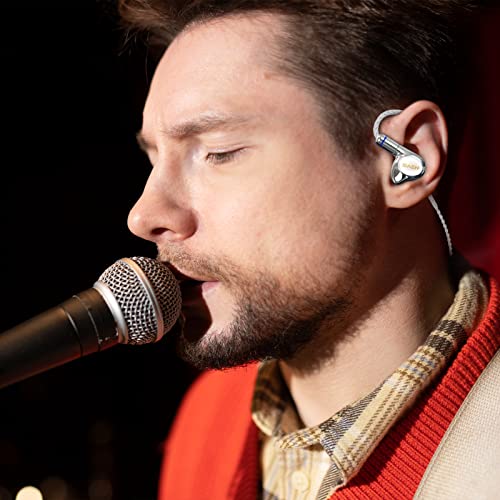 BASN Metalen 4 Drivers in-Ear Monitor Headphones, Wired Earbuds, White | 2BA+2DD Musicians Noise Isolating IEMs with Deep Bass, Two Detachable MMCX Cables with Case for Singers,Drummers,Bassists - color: White