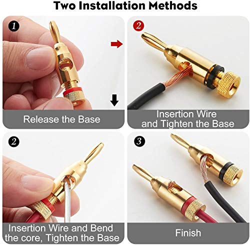 10 Pairs Banana Plugs – Open Screw Type for Speaker Wire, Home Theater, Wall Plates and More, 10 Pairs (20 Plugs Total)