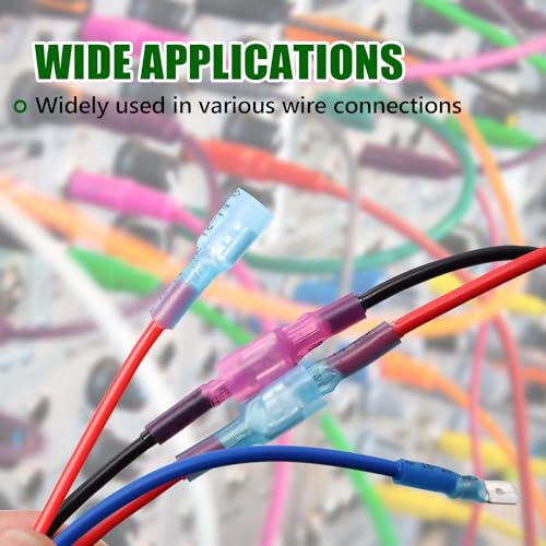 Twidec/100PCS Heat Shrink Spade Connectors Kit 22-10 AWG Female and Male Spade Terminlas Quick Disconnect Connectors Fully Insulated for Automotive Marine and Wire Crimper Tool with Stripper Cutter - color: 101PCS