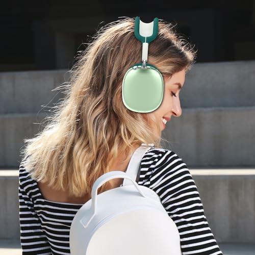 Case Cover for AirPods Max Headphones,Anti-Scratch Ear Pad Case Cover/Ear Cups Cover/Headband Cover/Top Pad Protector,for AirPods Max. Clear Soft TPU and Silicone,Skin Scratch Proof. - color: Dark green