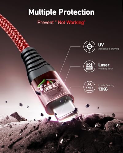 USB to USB C 케이블 고속 충전 [2팩 0.9m(3피트), 차량용 USB A to USB C 케이블 | 내구성이 뛰어난 브레이드 USB 타입 C 아이폰 충전기 USBC 코드 아이폰 17/16/15/프로 맥스/플러스, 삼성 갤럭시 S23 및 기타용 - 레드 - color: 레드, size: 3피트, style: USB A to USB C