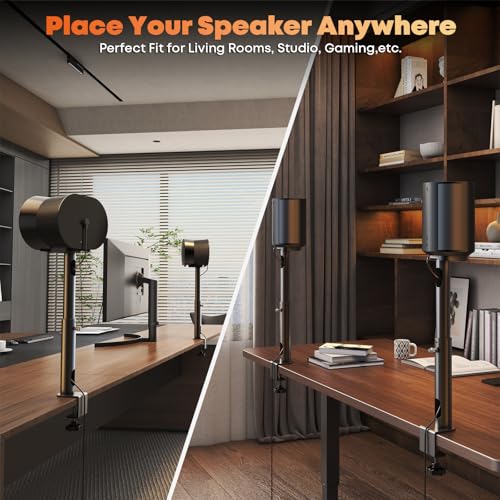 Desk Clamp Speaker Stand for SONOS Era 100 SL, Era 100 and Era 300 - Height Adjustable Desk Speaker Mount,Concealed Cable Management, Max Load 11 lbs, Pack of 2, Black