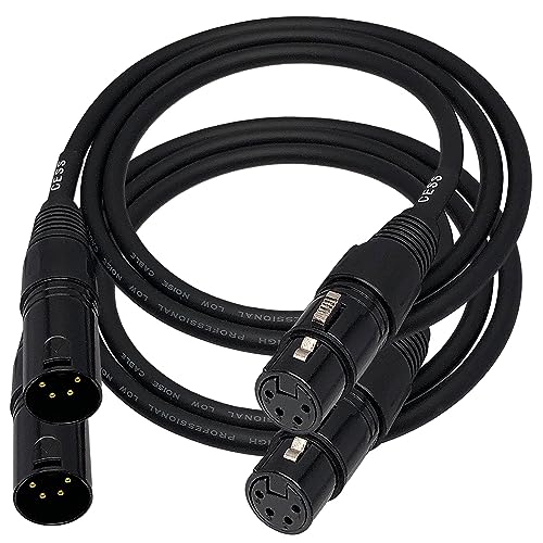 CNCESS 4-Pin XLR Male to Female Balanced Extension Cable, 3 ft, 2-Pack - size: 3 Feet, 2-Pack