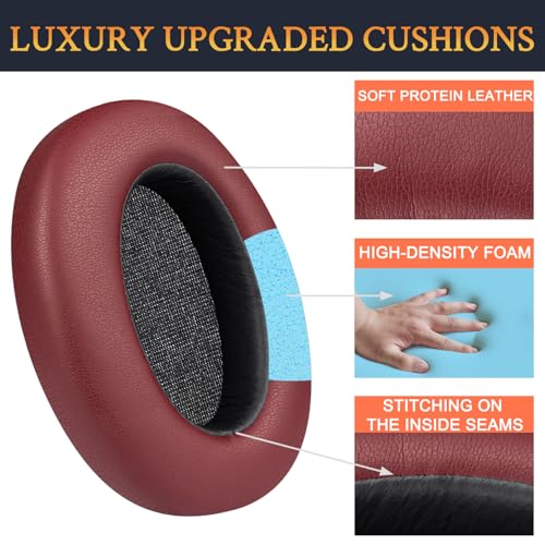 SOULWIT Earpads Cushions Replacement for Sony WH-XB910N Extra Bass Headphones, Ear Pads with Soft Protein Leather, Noise Isolation Foam - Burgundy - color: Burgundy