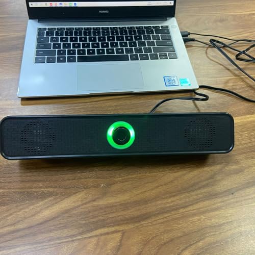 USB Wired Desktop Soundbar, Stereo Speaker with Volume Control for PC & Laptop - color: Black
