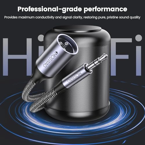 MOSWAG 3.5mm to XLR Cable, Unbalanced 1/8 inch to Microphone Cord 3FT | 20 AWG 4N Oxygen Free Copper, Nylon Braided, For Laptop, MP3 Player, Amplifier, Sound Cards, Mixer, Speaker - size: 1M/3.3FT