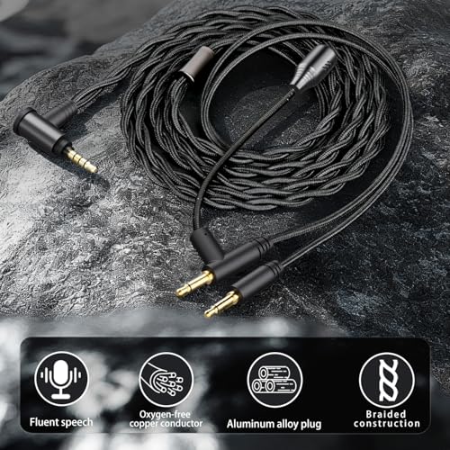 FAAEAL Voice Call Microphone Boom Cable,Aluminum Alloy Mic Dual 3.5mm Gaming Cable Compatible with Hifiman HE4XX HE560 MDR Z1R Beyerdynamic T1Ⅱ for Studio Gaming livestreams Audiophile 3.5mm 6.5ft - size: 3.5mm Boom Mic