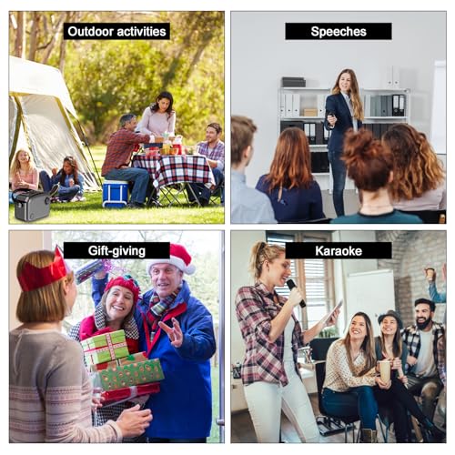 ZOWEETEK Portable Wireless Voice Amplifier UHF Handheld Mic & Bluetooth | 60W Output, Retro Design, Portable Speaker Set, PA System, for Teaching, Meeting, Public Speaking, Group Activities, Karaoke