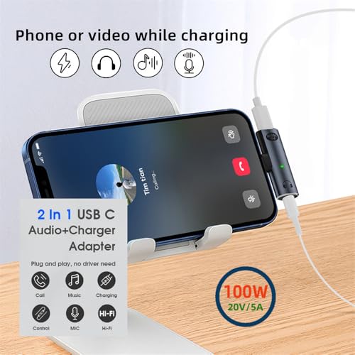 xiwai Type-C USB-C to 3.5mm Audio DAC AUX Music 16bit 48kHz & 100W PD Power Adapter for Phone Laptop Tablet 2 in 1 USB C Audio Charger Converter - style: USB-C to PD100W+DAC 3.5MM 48khz