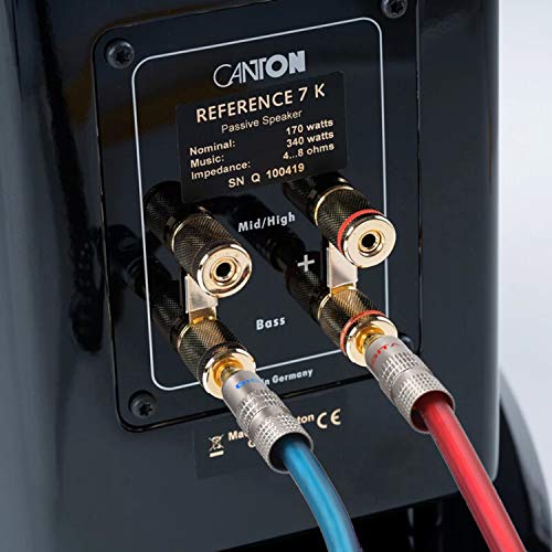 AutCreation Speaker Cable Wire with Banana Plugs,14 AWG HiFi Pure Copper Speaker Wire,99.9% OFC Stranded Copper Wire,Gold Plated Banana Tip Plugs,Red/Blue (5M(16.3ft)) - size: 16.3 ft