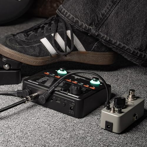 TRS Guitar Patch Cable 1/4 inch Right Angle Effect Pedal Cord | Noise Free Pedal Board Patch Cables, Low Profile Stereo TRS Effect Patch Cords for Pedals (6IN+6IN) - size: 6IN+6IN