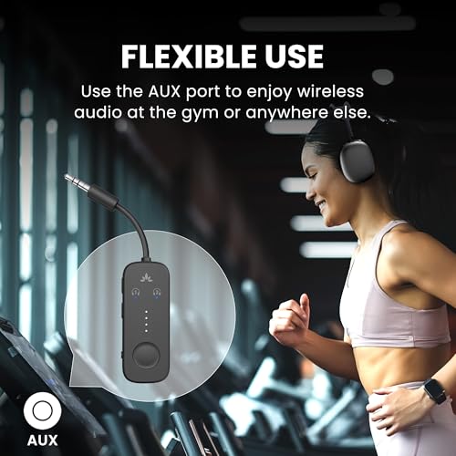 Avantree Relay - Airplane Bluetooth Adapter for 2 AirPods or Headphones | Qualcomm aptX Adaptive, 25H Battery, Future-Proof Firmware Upgradable, 3.5mm AUX Audio Transmitter for Flight Travel & Gym - color: 3-Midnight Blue