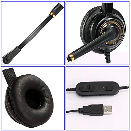USB Headset with Microphone Noise Cancelling and Volume Controls, Computer PC Headphone with Voice Recognition Mic Works for Dragon Teams Zoom Skype Softphones Conference Calls Online Education etc - color: Multi-Purpose USB Headset Duo KML02DUSB