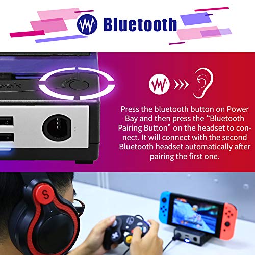 Brook Power Bay - Portable and Fast Charging Dock Stand, Docking Station for NS, Compatible with NS and Gamecube Controllers, Support HDMI Out Put and Two Bluetooth Headsets