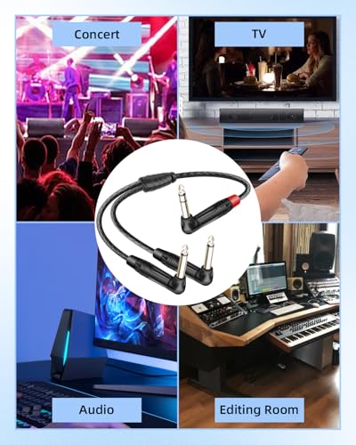 1/4" TRS to Dual TS Mono Insert Y Splitter Cable, Right Angle 0.5m - style: 90 6.35 TRS to 90 Dual 6.35 TS(1.64FT/0.5M)