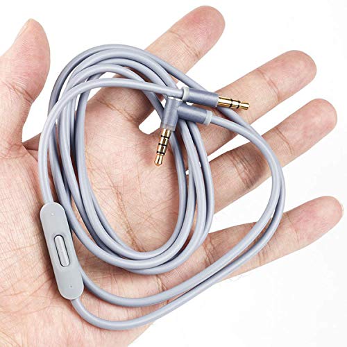 Replacement Audio Cable Cord Wire with in-line Microphone and Control Compatible with Beats Headphones Solo, Studio, Pro, Detox, Wireless Headphones(Gray) - color: Gray