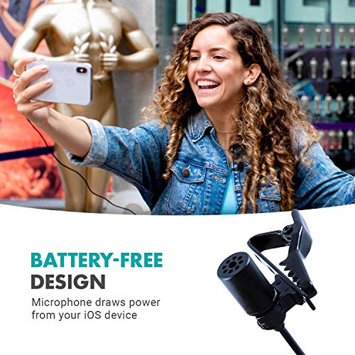 Movo iLav-L Digital Lavalier Omnidirectional Clip on Microphone with MFi Certified Lightning Connector Compatible with iPhone, iPad, iPod, iOS Smartphones and Tablets (20-Foot Cord)