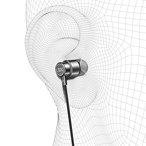 UliX Rider Wired Earbuds in-Ear Headphones, 5 Years Warranty, Earphones with Microphone, with Anti-Tangle Cable, Ear Buds for iPhone, iPad, Samsung, School Students, Kids, Women, Small Ears - Grey - color: Grey, style: 3.5 mm