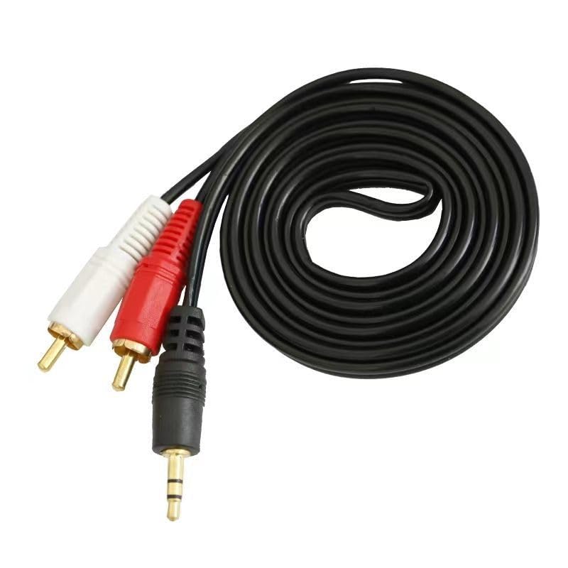 2 Pack Audio Cable 1/8'' 3.5mm TRS Male to 2 RCA Male Stereo Sound Cord for Computer Mp3 Phone Port to Connect Home Theater Audio System Amplifier Speaker 1.5 Meter