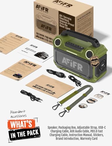 Outdoor Bluetooth Speaker 160W: IP67 Waterproof, 24H, TWS | Rugged portable speaker with deep bass, LED lights, TWS pairing for parties, beach, travel, camping, garage - color: Green