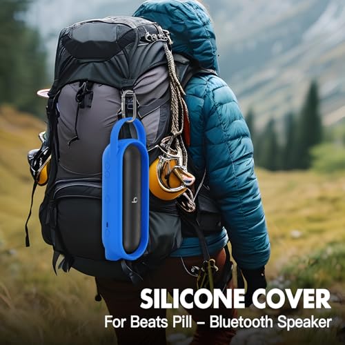 Silicone Cover for Beats Pill Portable Bluetooth Speaker Storage Bag Speaker Holder Travel Bag (Blue) - color: Blue