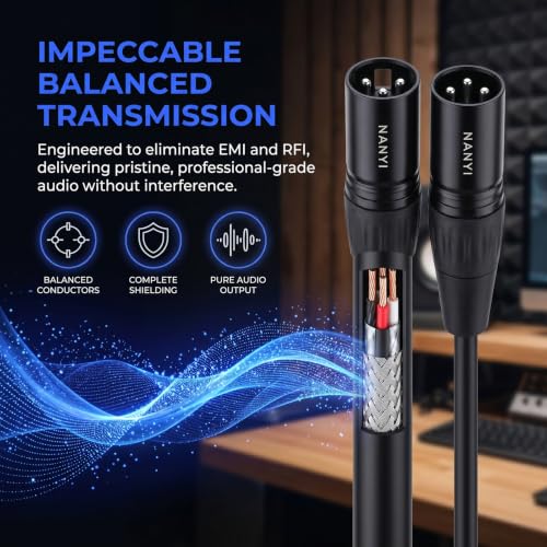 NANYI XLR Male to Male Microphone Cable, 3-Pin Patch Cord, 1.6ft - size: XLR Male To Male-1.6FT