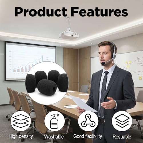 20 Pc Microphone Covers Foam, Headset Mic Foam Cover Mic Windscreen | Mic Cover for Noise Reducing Foam Protection Studio Recording Accessories Lapel and Lavalier Microphones