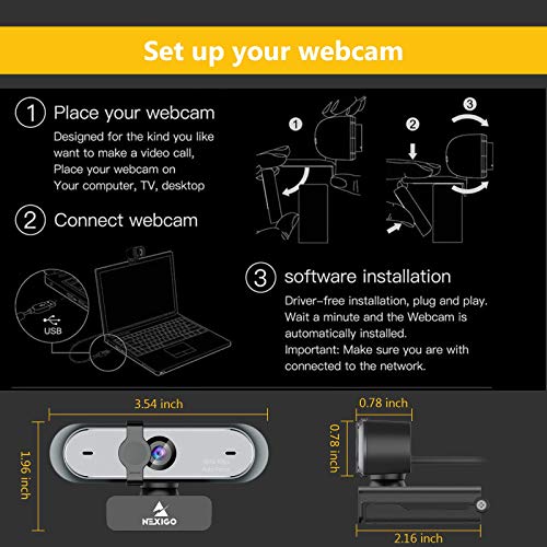 NexiGo N660P 1080P 60FPS Webcam with Software Control, Dual Microphone & Cover, Autofocus, HD USB Computer Web Camera, for OBS/Gaming/Zoom/Skype/FaceTime/Teams/Twitch (Renewed) - size: 1080P Webcam 60FPS