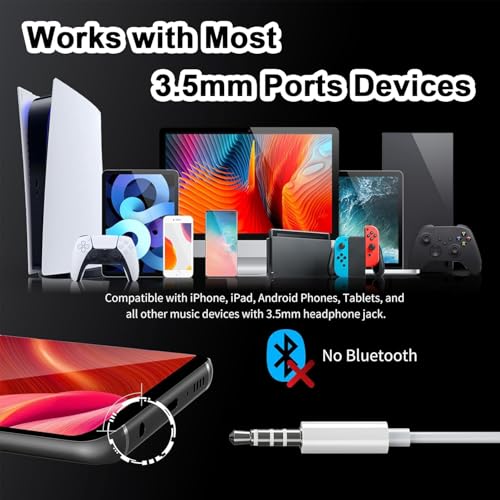 【2 Pack】Wired Earbuds, 3.5mm Headphones Wired, 3.5mm Jack in Ear Headphones with Microphone & Volume Control, Compatible with iPhone, iPad, iPod, Android, Laptop, PC, MP3, MP4 Most 3.5mm Audio Devices