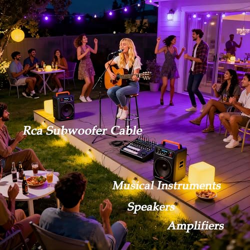 RCA to RCA Audio Cables with Gold-Plated Shielded Anti-Interference, RCA Cables Compatible with Amplifiers/Home Theaters/Musical Instruments/Soundbars/TVs/Speakers (Black, 3 FT) - size: 3 FT