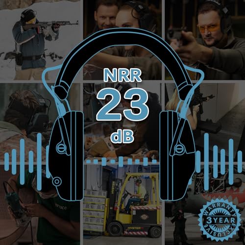 PROHEAR Electronic Ear Protection with Gel Pads for Shooting with 4X Sound Amplification, Gun Range Hearing Protection Muffs, NRR 23dB Noise Reduction Headphones for Hunting, Black - style: Electronic-black-gep02