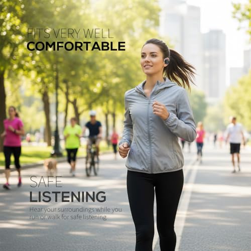 Wireless Open Ear Headphones with Ear Hook, Bluetooth 5.4, Clip-On Design | Dual Device Simultaneous Connection, Lightweight Earbuds for Sports, Running, Gym - color: dark