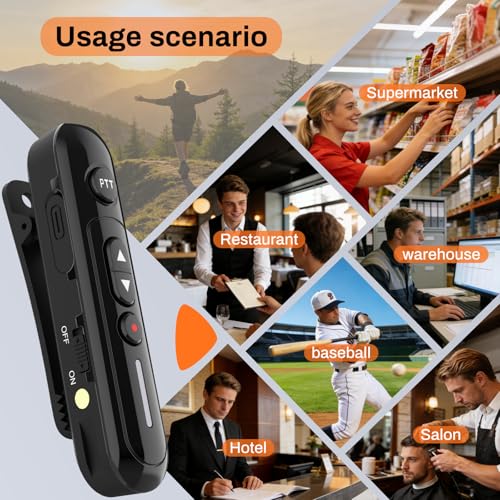 Super Mini Walkie Talkies Pro Two Way Radio with Earpieces, 8 Way Multi Unit Charger, Rechargeable Portable Communication Set for Restaurants, Hotels, Supermarkets, Team Events, Baseball, 8 Pack