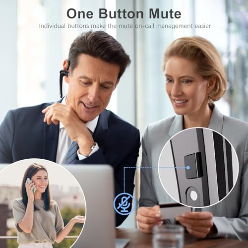Bluetooth Headset,Wireless Bluetooth Earpiece with 800mAh Charging Case 80 Hours Talking Time Built-in CVC8.0 Dual-Mic Active Noise Cancelling V5.1 Hands-Free Headphones for Trucker/Office (C1, Black)
