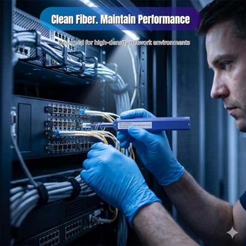 Fiber Pen Cleaner for LC/MU Connectors, 1.25mm UPC/APC Ferrule Cleaner, One-Push Fiber Optic Cleaning Tool with Extendable Probe (2.38” to 3.63”), 800+ Cleans per Unit, Anti-Static - 10 Pack - size: 1.25mm